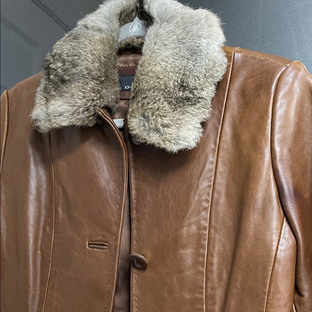 Jones New York Brown Coat with Faux Fur Trim